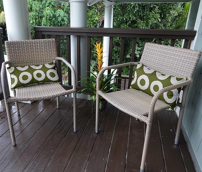 Indoor/Outdoor Polyester Fabric Lumbar Pillow Cover, All-Weather Waterproof Rectangular Cushion Case for Patio Furniture, 16 x 24 Set of 2 - Geometric-78
