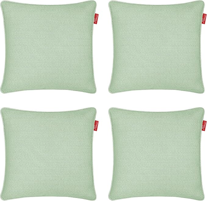 Pack of 4 Outdoor Throw Pillows,16x16 Inch All-Weather Water-Resistant Patio Pillows with Inserts,Decorative Pillows for Patio Furniture,Couch,Sofa,Poolside,Light Green