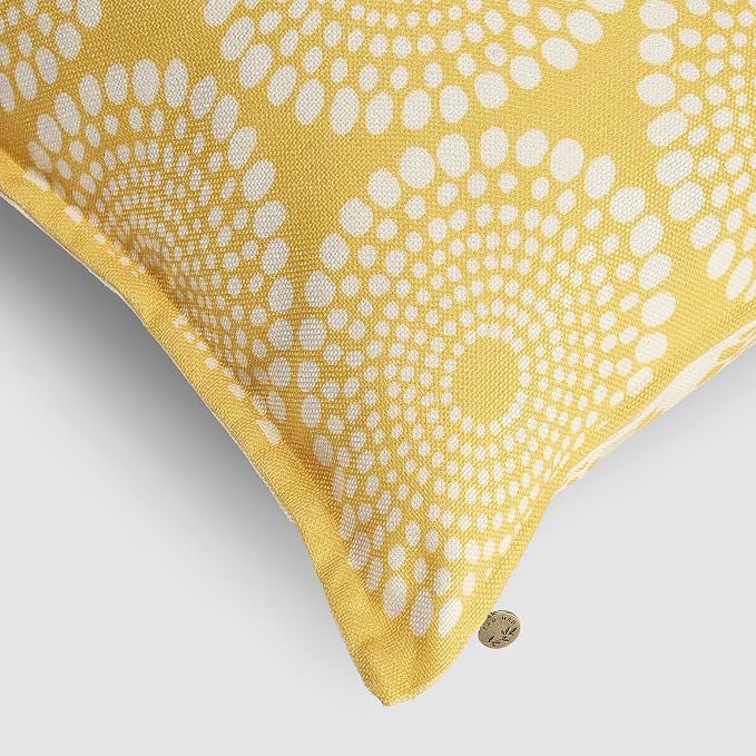 Fab Habitat Indoor/Outdoor Throw Pillow Made from Recycled Polyester Yarn - Double Sided, Stain Resistant, Machine Washable - Tropical - Patio, Deck, Porch, Living Room - Rio - Yellow - (20" x 20")