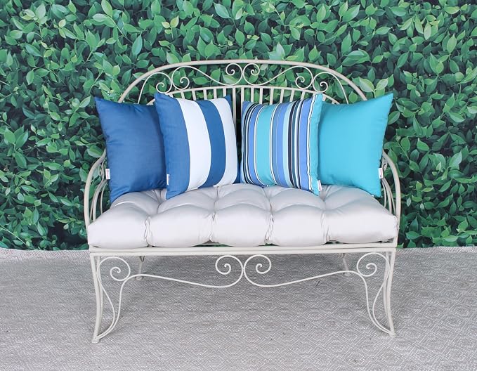 Outdoor/Indoor Sunbrella Throw Pillow Cover Only Square Set of 2 Pieces 20 inch x 20 inch Cabana Regatta Stripe - Insert Not Included, Royal Blue/White