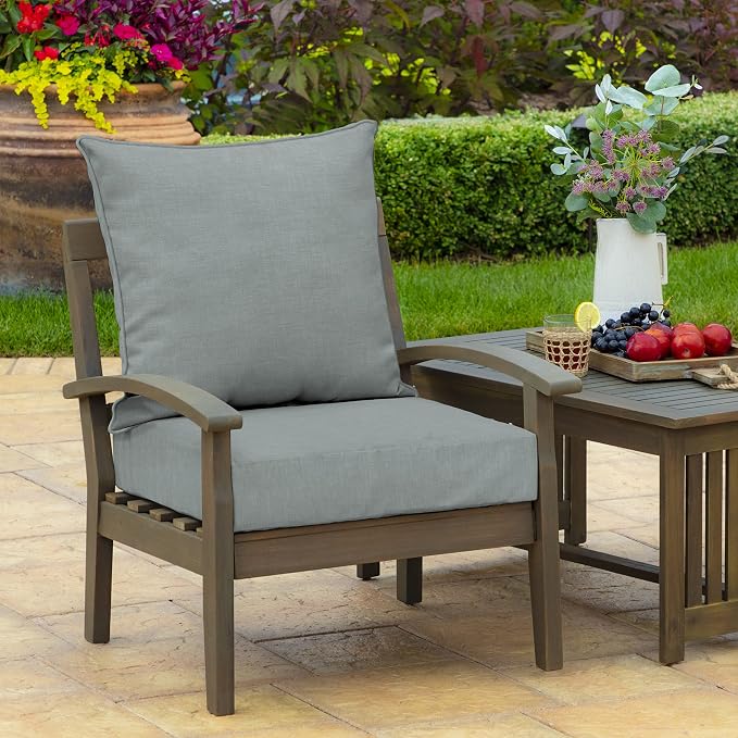 Arden Outdoor Deep Seat Cushion Set, Foam, 24x24, Stone Grey | Sofa, Couch, Conversation Set, Premium High-Density Foam, Never Flattens, Mold and Mildew Resistant