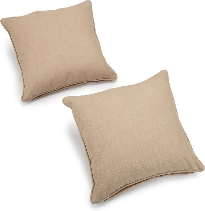 Blazing Needles Outdoor Throw Pillows (Set of 2), 18" x 18", Sandstone