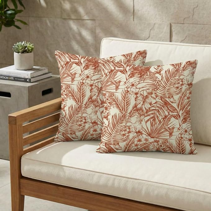 RSH DECOR Square Throw Pillows Set of 2, 17" x 17", Outdoor Pillows Waterproof, Outdoor Pillow Covers, Pillow Covers for Couch, Wilshire Mesa, Made in USA