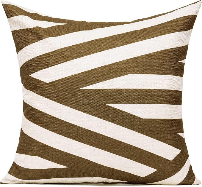 All Smiles Brown Outdoor Throw Pillow Covers 18x18 Set of 4 Boho Decorative Home Porch Decor Cushion Cases for Patio Furniture Chair Couch Sofa Living Room,Geometric Coffee Chocolate