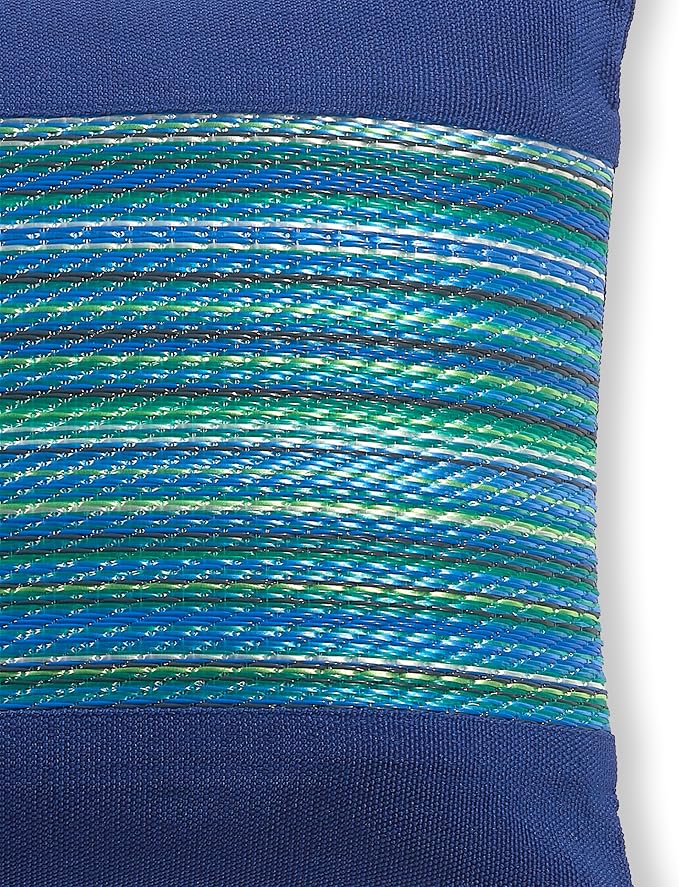 Fab Habitat Indoor/Outdoor Throw Pillow Made from Recycled Polyester Yarn - Double Sided, Stain Resistant, Machine Washable - Bohemian - Patio, Deck, Porch, Living Room - Cancun - Blue - (20" x 20")