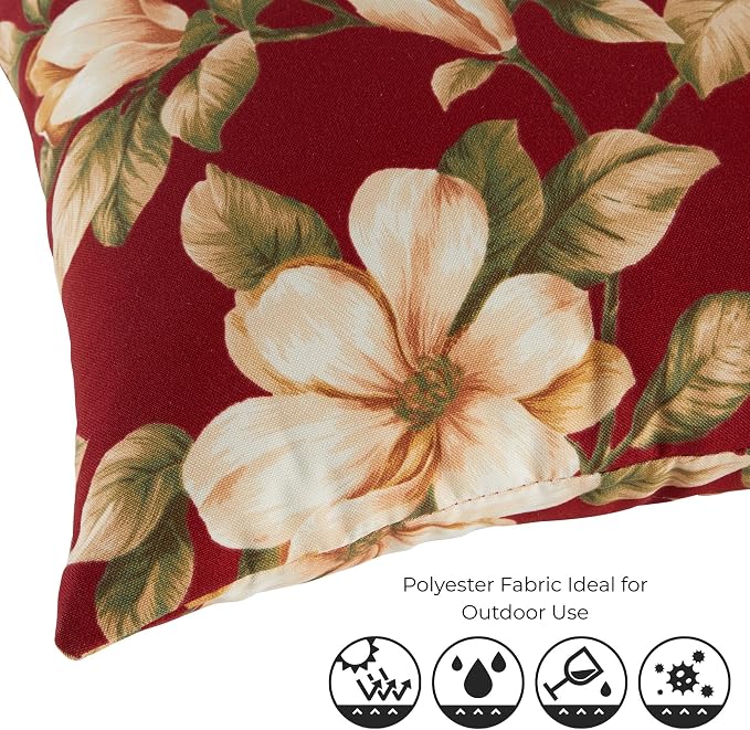 Set of 2 Outdoor Throw Pillows 19 x 12 Inch – Reversible Rectangle Patio Accent Pillows – Weather-Resistant Polyester Fabric – Eco-Friendly Recycled Polyfiber Fill – Roma Floral