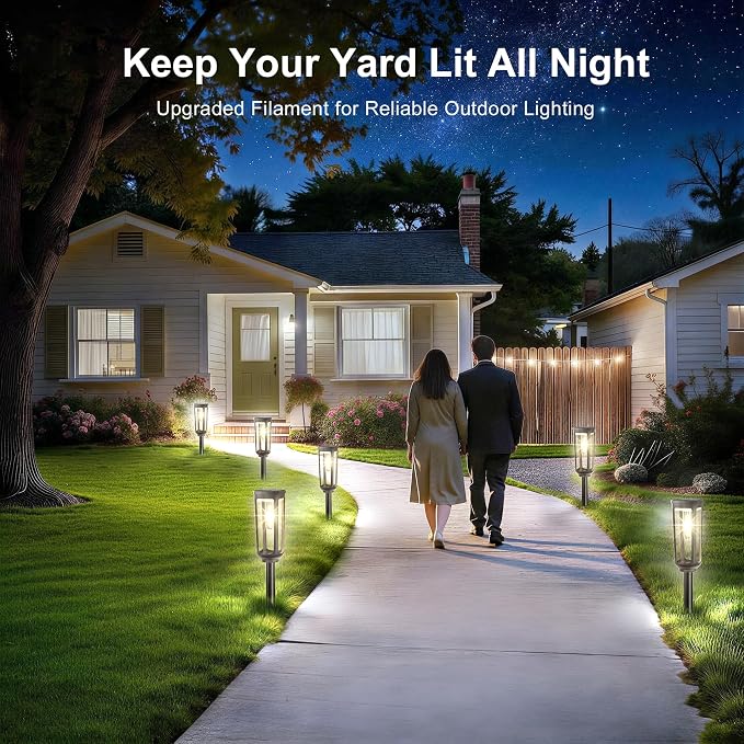 JEJOT Solar Pathway Lights Outdoor Waterproof, 2 Pack Solar Walkway Lights | Solar Light outdoor for Lawn Yard Garden Patio Driveway Decor Landscape, Cool White