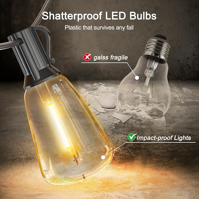 BLIATLUS 25FT Solar String Lights, Waterproof Remote 8+2 ST38 LED for Patio Garden