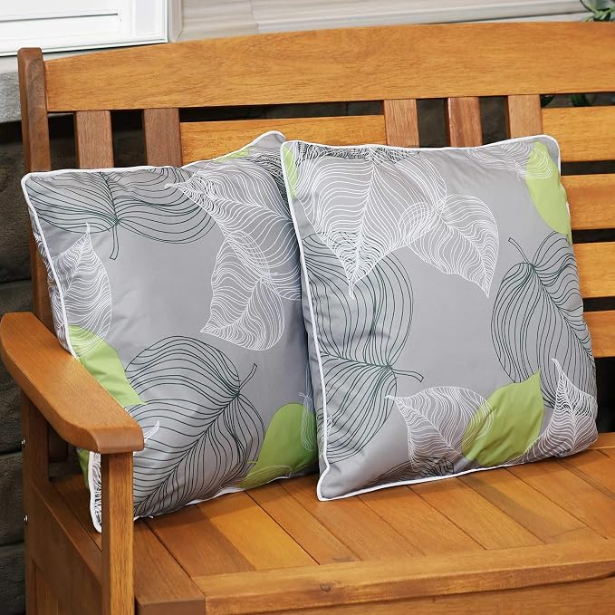 Sunnydaze Set of 2 Outdoor Decorative Throw Pillows - 16-Inch Square Throw Pillows - Indoor or Outdoor Use - Lush Foliage