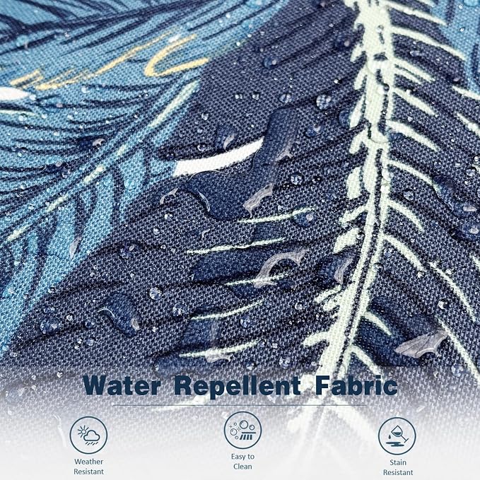 Pack of 2 Patio Throw Pillow Covers ONLY, Water Repellent Cushion Cases 20x20 Inch, Square Pillowcases for Outdoor Couch Decoration, Swaying Palms Blue