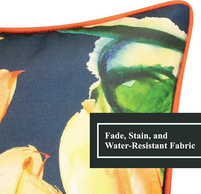 Edie At Home Watercolor Sunflower Square Decorative Throw Pillow for Patio Furniture, Sofa, Chair, or Bedroom, Reversible, Indoor and Outdoor Collection, 26 x 26 inches, Navy