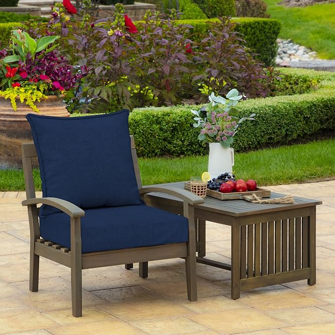Arden Outdoor Deep Seat Cushion Set, Foam, 24x24, Sapphire Blue | Sofa, Couch, Conversation Set, Premium High-Density Foam, Never Flattens, Mold and Mildew Resistant