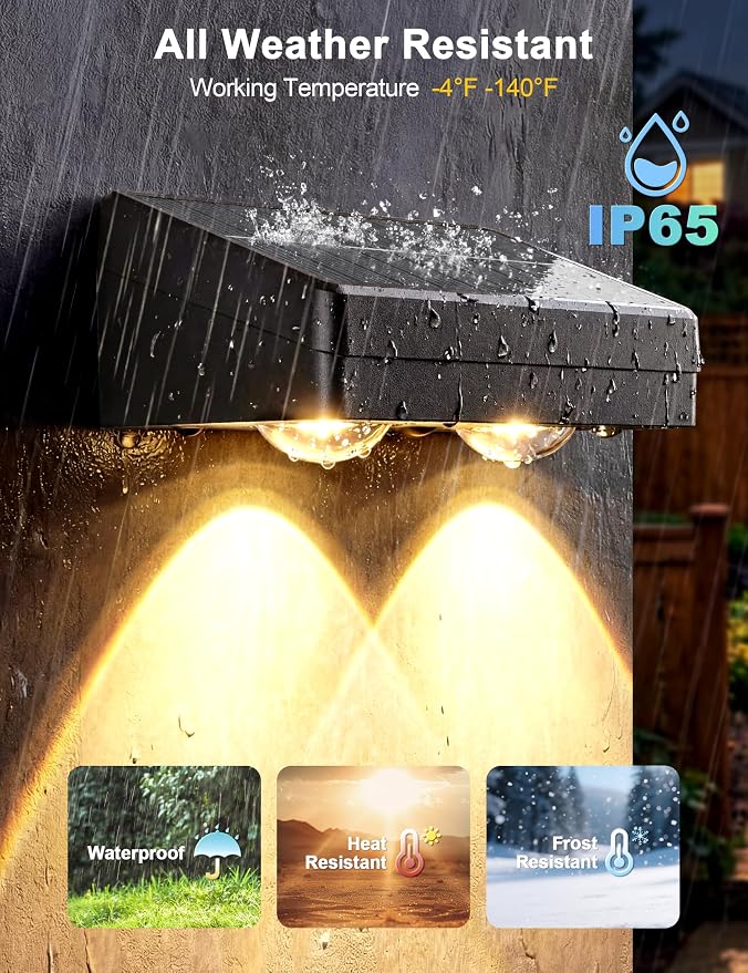 JOFIOS Fence Lights Solar Powered with Remote, 9 Fixed Colors 12 Modes, Solar Fence Lights Outdoor Waterproof, Warm/Cool White, RGB LED Deck Lights for Yard/Railing/Balcony/Patio/Stair/Outside, 8 Pack