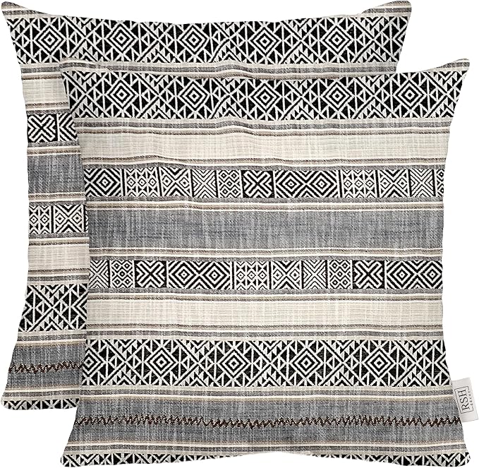 RSH DECOR: Square Throw Pillows Set of 2 | 20" x 20" | Water and Fade-Resistant Performance Fabric | Outdoor Pillow Covers with Down-Alternative Inserts | Made in USA (Banuelos Java)