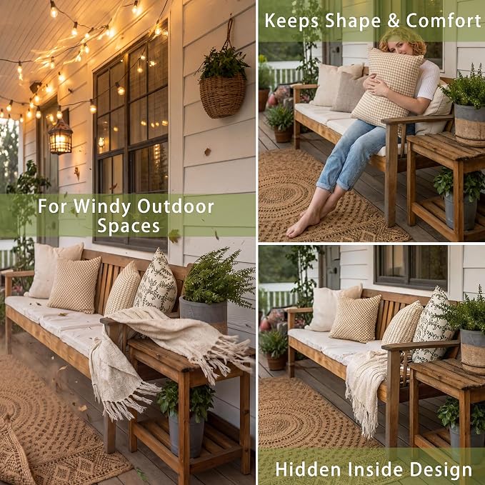 4 Pack Weighted Inserts for Outdoor Pillow,Windproof Waterproof Fillable | Wind Resistant Invisible durable Sandbags Weights keep outdoor pillows securely in place For Patios Furniture,Deck & Yacht