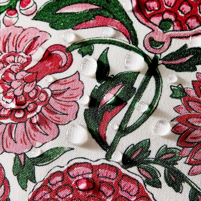 Allorry Outdoor Pillow Covers 18x18 Rose Pink Floral Outdoor Decor JB013D18 | Set of 2 Vintage Floral Block Print Pillow Cover,Farmhouse Boho Decorative for Spring Summer Outdoor Sofa Bedroom Decor