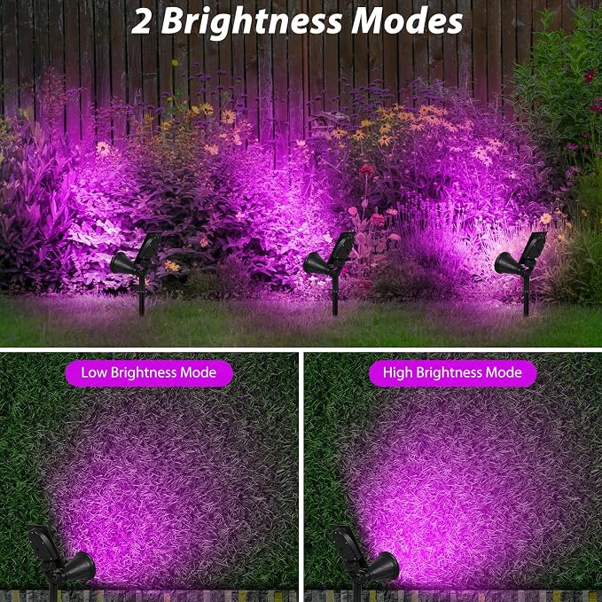 T-SUN Purple Solar Spot Lights Outdoor, Solar Black Lights Outdoor,1 Pack | 4 LEDs, 2 Lighting Modes, IP65 Waterproof Dusk to Dawn Solar Lights for Tree, Patio, Yard, Garden, Driveway, Halloween