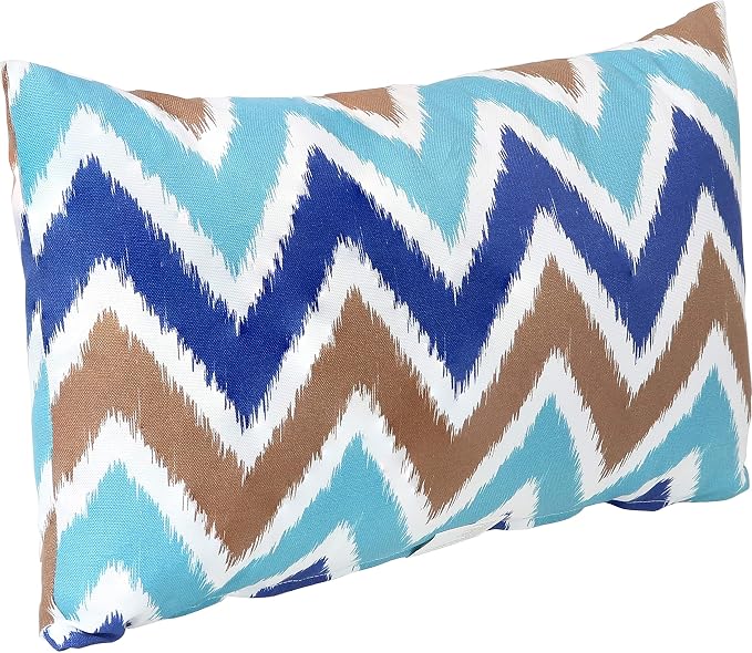 Sunnydaze Indoor and Outdoor Decorative Lumbar Pillows Set of 2 with Zipper Closures and Inserts - 12 x 20 Inch Rectangular Throw Pillows - Weather-Resistant Polyester - Chevron Bliss