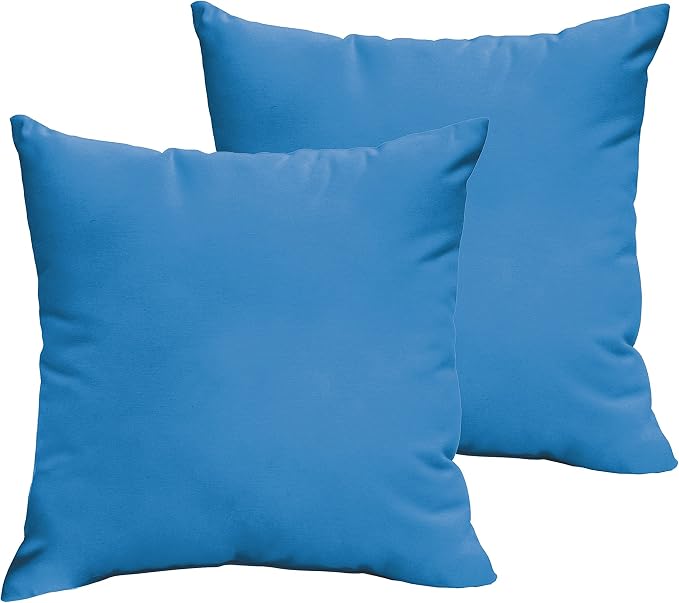 Sorra Home x Sunbrella - Indoor/Outdoor Square Pillows (Set of 2), Canvas Capri Bright Blue