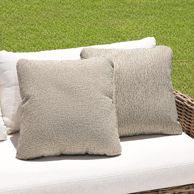 Outdoor Throw Pillow Set of 2 with Inserts, Outdoor Lumbar Pillow Water Resistant for Patio Furniture, 18x18 Inch Outdoor Pillows with Removable Zipper Cover