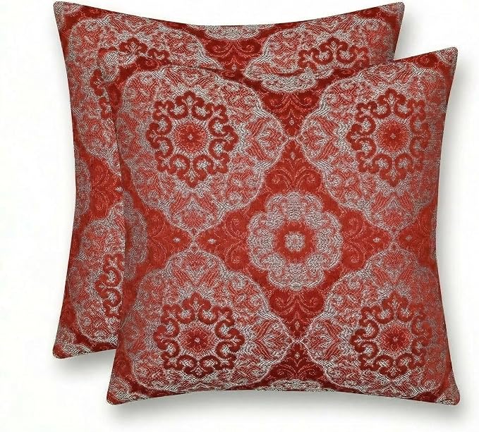 RSH DECOR Square Throw Pillows Set of 2, 20" x 20", Outdoor Pillows Waterproof, Outdoor Pillow Covers, Pillow Covers for Couch, Ayorline Flamin, Made in USA