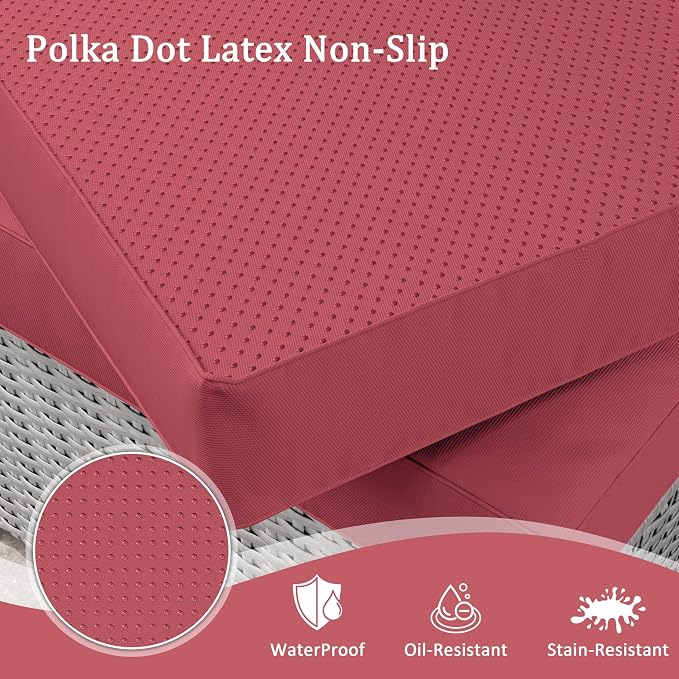 Outdoor Furniture Replacement Cushions, Waterproof Patio Furniture Cushions, 4" Deep Seat Outdoor Sectional Cushion for 3-Seat Outdoors Rattan Sofa Patio Sofa Cushion, Fuchsiared