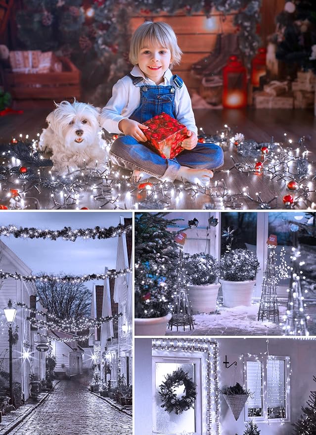 Minetom Solar String Lights Outdoor,40FT 100 LED Solar Powered String Light | Patio Light with 8 Lighting Modes, Waterproof Outdoor Solar Lights for Outside Tree Garden Balcony Yard Christmas, Pure White