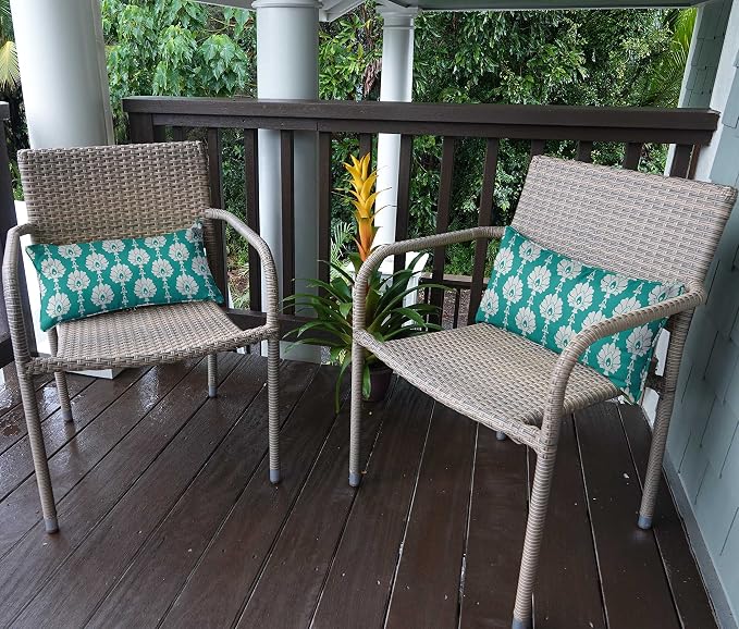 Indoor/Outdoor Polyester Fabric Lumbar Pillow Cover, All-Weather Waterproof Rectangular Cushion Case for Patio Furniture, 12 x 24 Set of 2 - Block-69