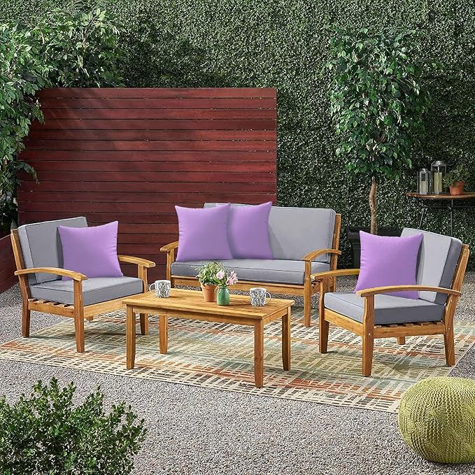 VAKADO Outdoor Waterproof Throw Pillow Covers 22X22 Set of 2 Decorative Purple Patio Furniture Cushion Cases Outside Decor for Couch Garden Bench Porch