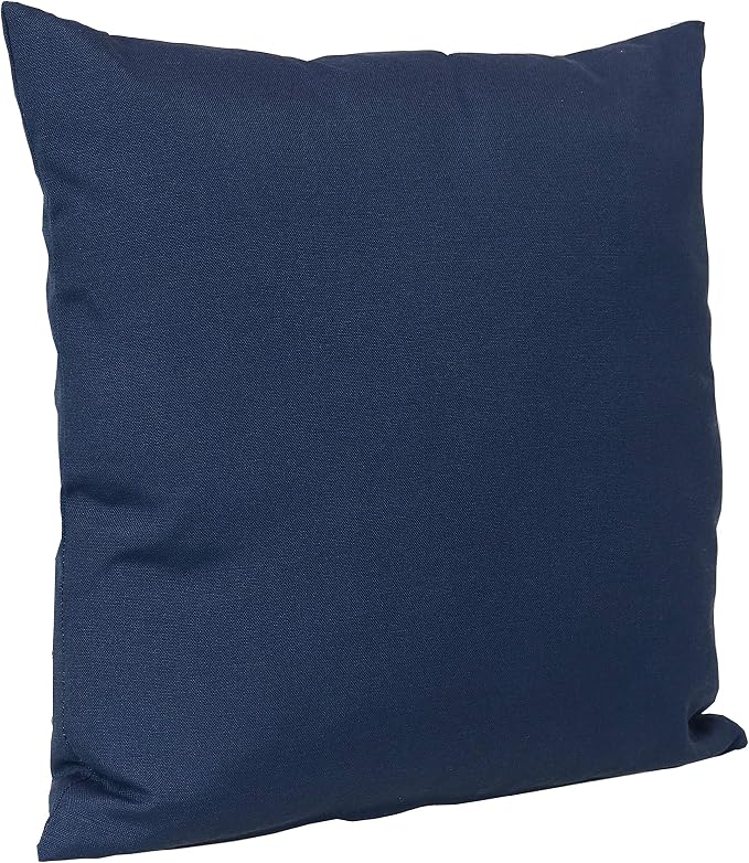 Sunnydaze Indoor and Outdoor Decorative Throw Pillows Set of 2 with Zipper Closures and Inserts - 17-Inch Square Patio Furniture Accents - Weather-Resistant Polyester - Navy
