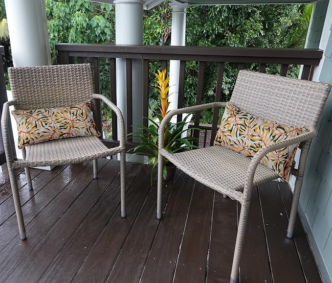Indoor/Outdoor Polyester Fabric Lumbar Pillow Cover, All-Weather Waterproof Rectangular Cushion Case for Patio Furniture, 12 x 20 Set of 2 - Tropical-15