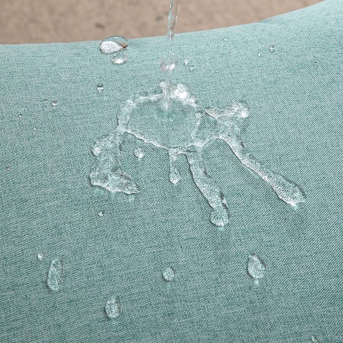 Outdoor Waterproof Throw Pillow Covers Teal 20x20 Set of 2 | Decorative Farmhouse Linen Pillowcases Solid Cushion Cases for Patio Tent Balcony Couch Sofa Living Room