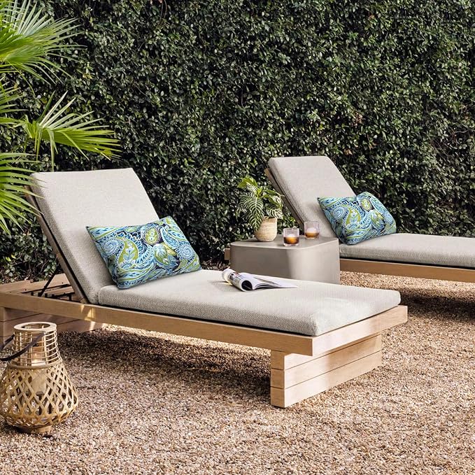 DYTXIII Pack of 2 Outdoor Waterproof Lumbar Pillow Covers ONLY, 12x20 Rectangle Decorative Double Printed Pillow Cases for Patio Couch Porch Furniture - Paisley Lapis Green
