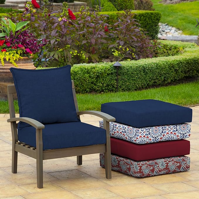 Arden Deep Seat Outdoor Chair Cushion Set (2-Pack), 24 in x 24 in, Weather-Proof, Rain-Proof, Fade Resistant Patio Cushion Set for Chair, Sofa, and Couch Sapphire Blue Leala | Outdoor Sofa, Couch, Conversation Set, Weather-Proof, Rain-Proof, Fade Resis...