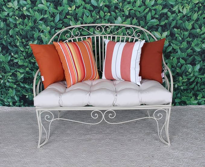 Outdoor/Indoor Sunbrella Throw Pillow Cover Only Square Set of 2 Pieces 24 inch x 24 inch Dolce Mango Stripe - Insert Not Included, Orange