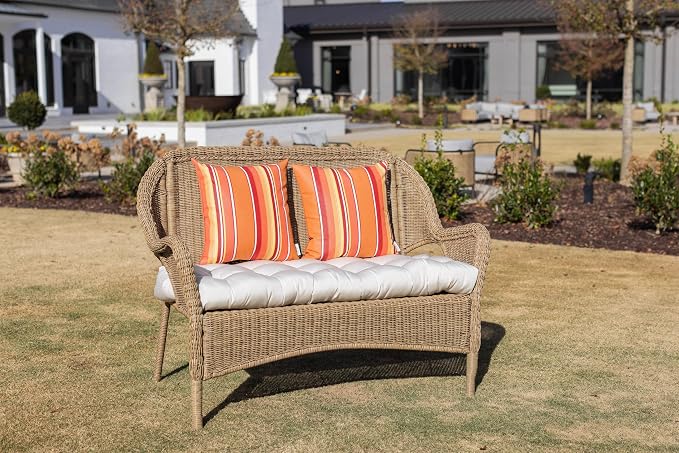 RSH DECOR: Sunbrella Lumbar & Square Pillows Set of 4 | 20" x 12" & 17" x 17" | Water and Fade-Resistant Performance Fabric | Outdoor Throw Pillows for Patio Furniture | Dolce Mango