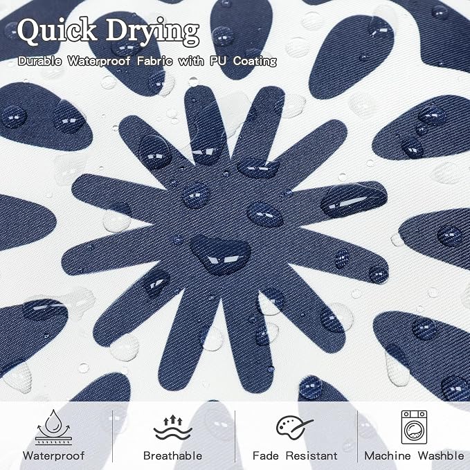Set of 2 Navy Blue Outdoor Waterproof Pillow Covers 12x20 Inch | Morocco Tile Floral Decorative Throw Pillow Cover, Abstract Boho Outdoor Cushion Cases for Patio Funiture Garden Couch Bench