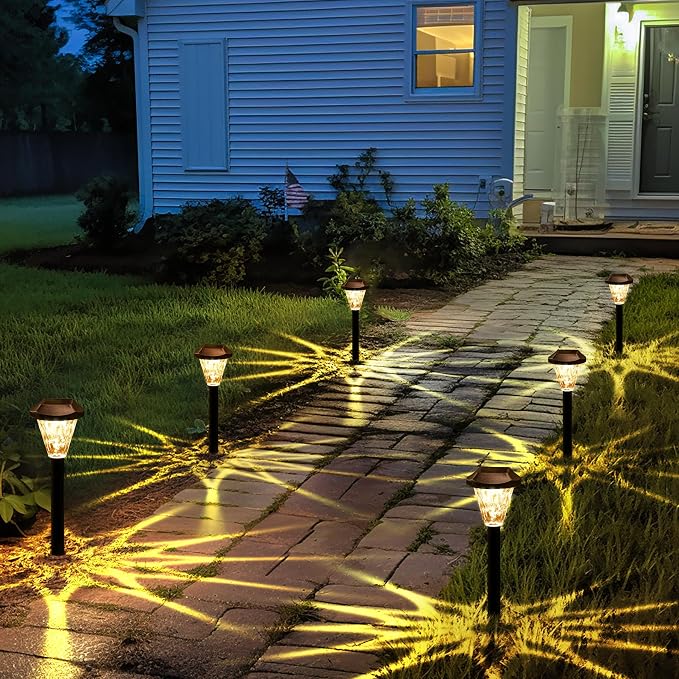 GIGALUMI 12 Pack Solar Lights Outdoor Waterproof, Solar Garden Lights | Outdoor Solar Lights for Yard, Yard Decorations Outdoor for Pathway, Patio, Garden, Driveway, Lawn, and Landscape(Warm White)