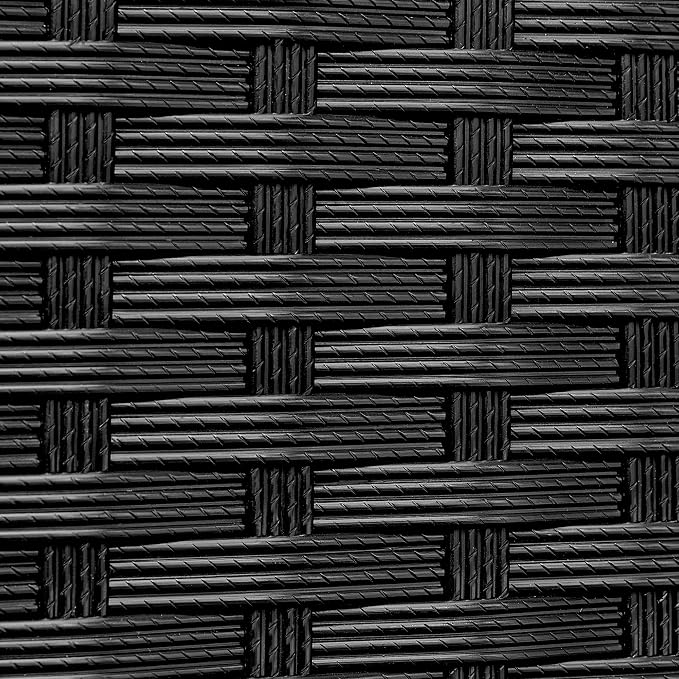 Topeakmart Outdoor Wicker Bar Table and Chairs Set, 6 Removable Cushions | 7-Piece Patio Rattan Dining Furniture Set with Acacia Wood Tabletop, Rain Cover, Black/Beige