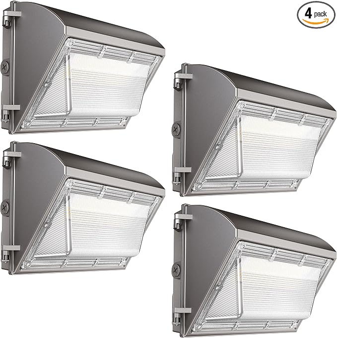 LED Wall Pack Light 60W 4 Pack with Dusk to Dawn Photocell, 5000K Daylight Wall Pack Led Exterior Light Repalces 600W HPS/HID Light, IP65 Waterproof for Stadium, Yard, Buildings, Parking Lots | 100-277V, 0-10V Dimming, 5000K, IP65 Outdoor Wall Light Fi...