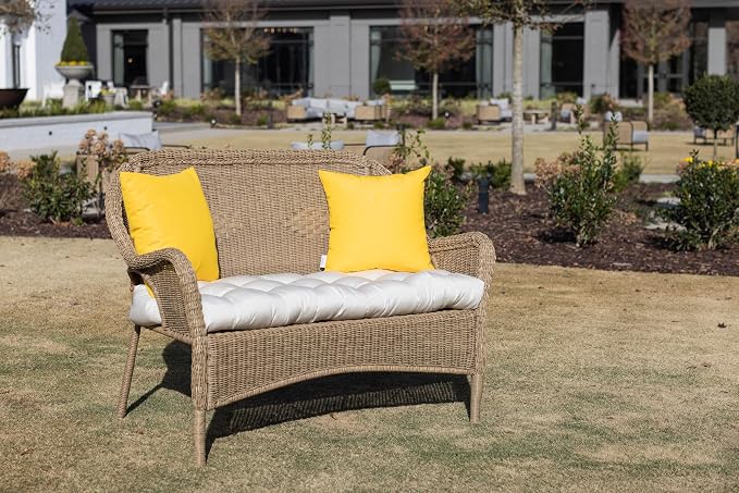 RSH DECOR: Sunbrella Square Throw Pillows Set of 4 | 17" x 17" | Water and Fade-Resistant Performance Fabric | Outdoor Pillow Covers with Down-Alternative Inserts | Canvas Sunflower Yellow