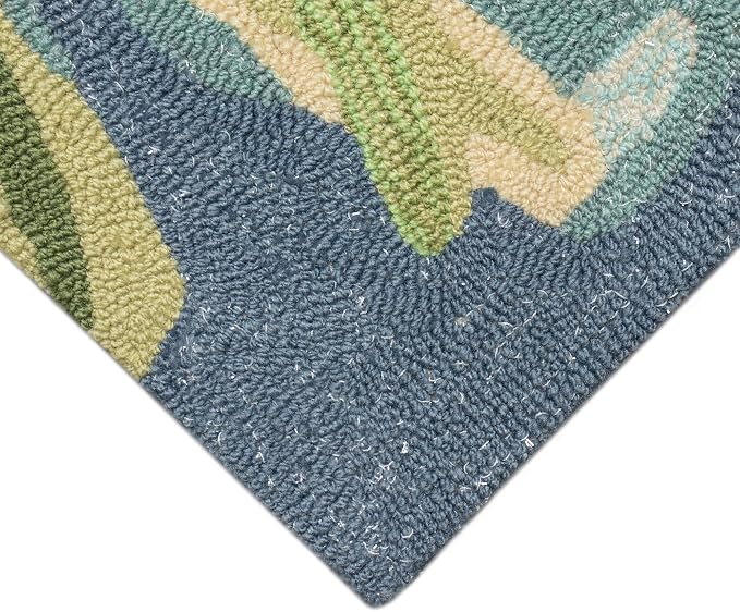 Liora Manne Ravella Coastal Tropical Fish Indoor/Outdoor Round Rug, 8', Blue