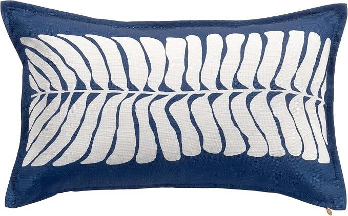 Fab Habitat Indoor/Outdoor Lumbar Pillow Made from Recycled Polyester Yarn - Double Sided, Stain Resistant, Machine Washable - Tropical - Patio, Deck, Porch, Living Room - Hilo - Blue - (14" x 24")