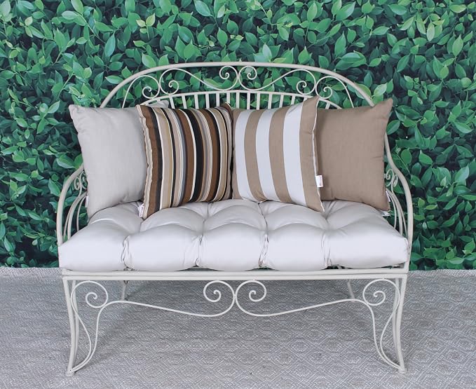 Outdoor/Indoor Sunbrella Throw Pillow Cover Only Square Set of 2 Pieces 20 inch x 20 inch Maxim Heather Beige Stripe - Insert Not Included