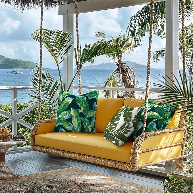 Outdoor Throw Pillow Covers 16x16 Inch, Square Patio Pillow Cases Pack of 2, Modern Decorative Back Cushion Covers for Patio Furniture Garden Couch Farmhouse, Hanalei Lagoon
