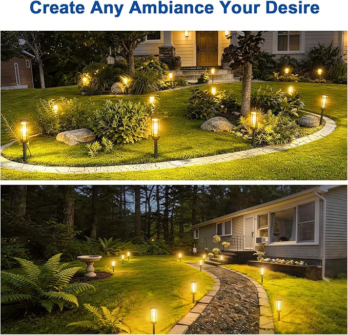 JEJOT Solar Pathway Lights Outdoor Waterproof, 4 Pack Solar Walkway Lights | Solar Light outdoor for Lawn Yard Garden Patio Driveway Decor Landscape, Warm White