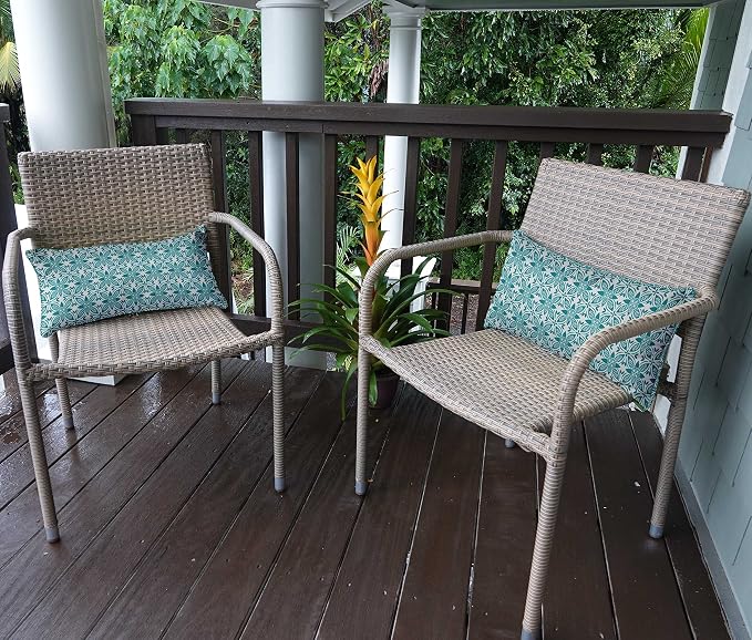 Indoor/Outdoor Polyester Fabric Lumbar Pillow Cover, All-Weather Waterproof Rectangular Cushion Case for Patio Furniture, 12 x 24 Set of 2 - Florals-49