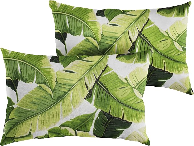 Sorra Home Indoor/Outdoor Knife Edge Pillow Set, Set of 2, Green