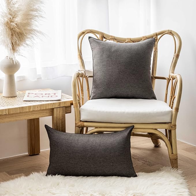 Home Brilliant Decorative Pillow Covers 16x16 inch Outdoor Pillows for Patio Furniture Waterproof Compatible with Sunbrella Throw Pillow Covers, 40 cm, Charcoal Gray