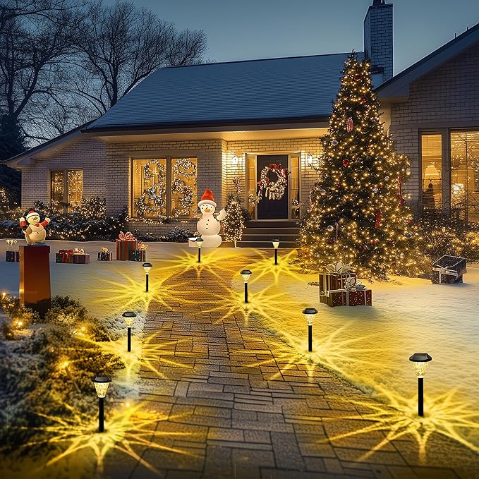 GIGALUMI 16 Pack Solar Lights Outdoor Waterproof, Solar Garden Lights | Outdoor Solar Lights for Yard, Yard Decorations Outdoor for Pathway, Patio, Garden, Driveway, Lawn, and Landscape(Warm White)